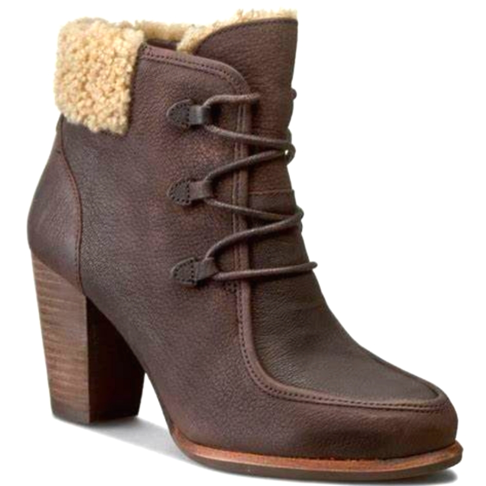 💞EUC💞 | UGG Australia | Analise Lace Up 3½" Heeled Booties | Chestnut Color
